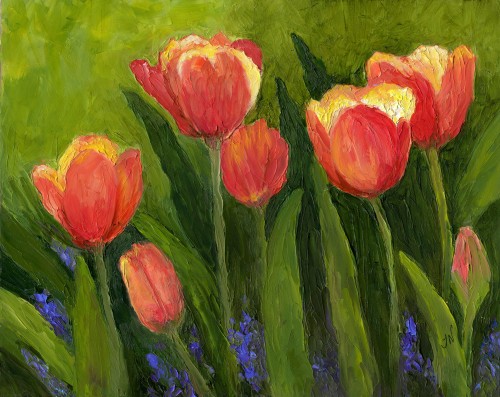 Flower Art: Palette knife Tulips oil painting from the Thanksgiving Point Tulip Festival-myflowerjournal.com