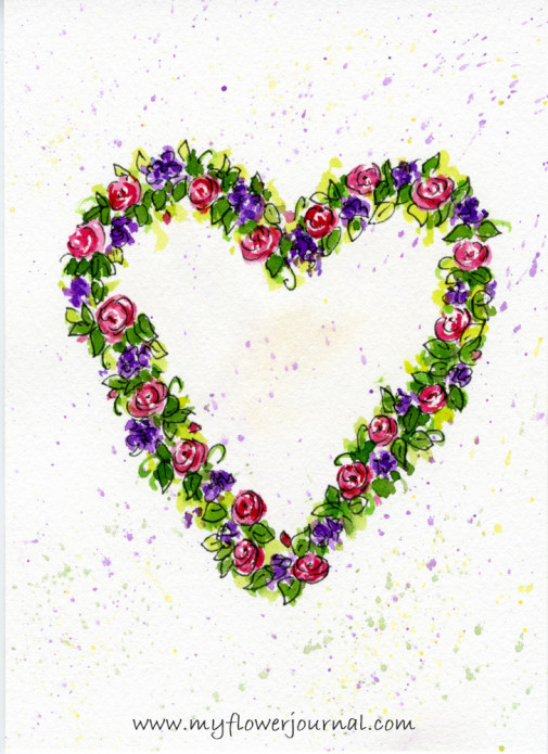 How to Paint A Simple Watercolor Flower Wreath Painting-myflowerjournal.com 