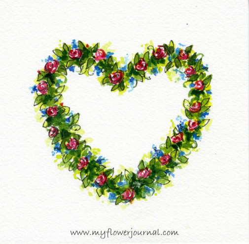 Simple Watercolor Flower Wreath Painting-myflowerjournal.com