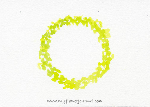 Step one-Simple Watercolor Flower Wreath Painting-myflowerjournal.com