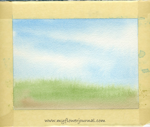 Watercolor background on 300 lb paper for splattered paint flower garden-2-myflowerjournal.com
