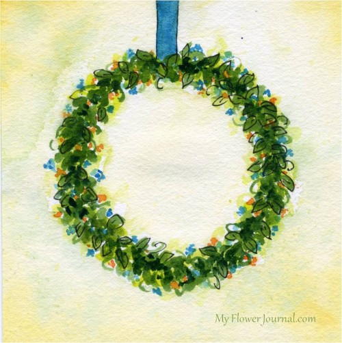  Watercolor Flower Wreath-myflowerjournal.com