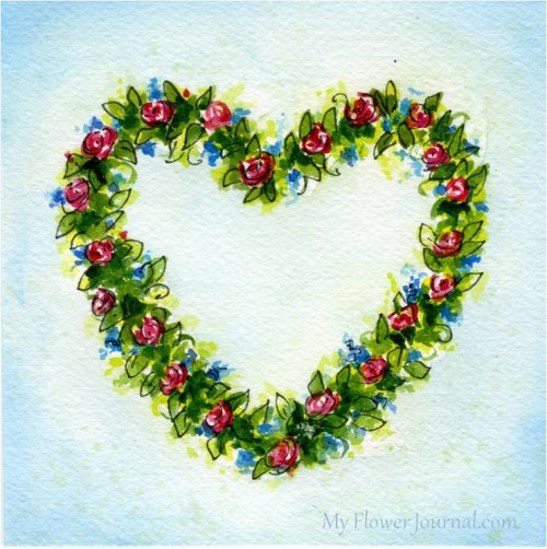 How To Paint A Watercolor Flower Wreath-myflowerjournal.com