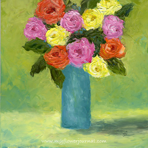My Flower Art-Palette Knife oil painting-myflowerjournal.com
