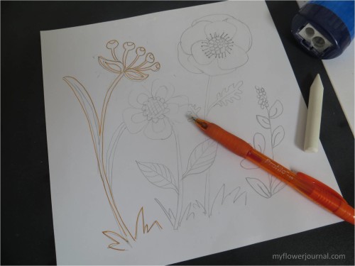 How to transfer design on chalkboard for flower chalk art-myflowerjournal