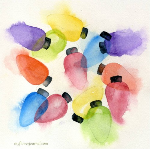 Watercolor Christmas Lights That Glow myflowerjournal