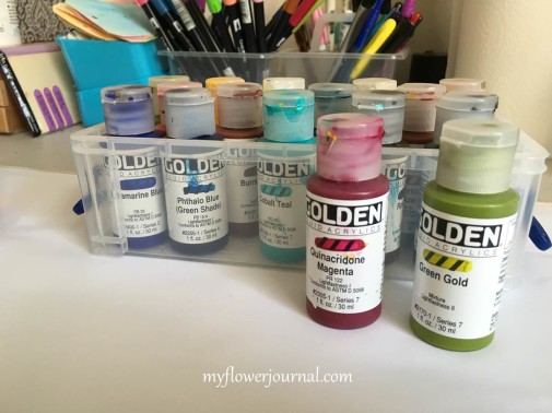 Golden Fluid Acrylic Paints work well for Splatter Painting-myflowerjournal