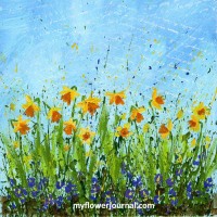 You can create this beautiful Daffodil Splattered Paint Flower Art using the easy 4 step daffodil doodle tutorial from myflowerjournal
