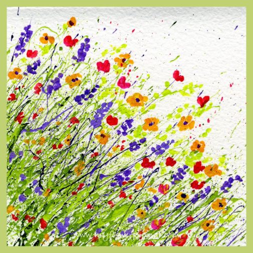 Splattered Paint Flower Card on Watercolor Paper