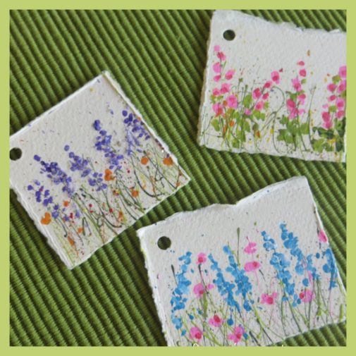 Splattered Paint Flower Garden gift tags