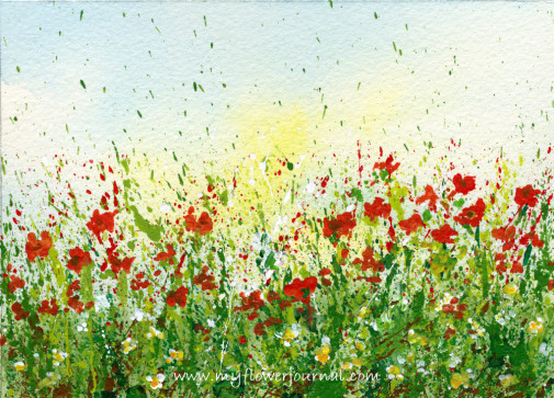 Create a splattered paint flower garden-no drawing required-myflowerjournal.com