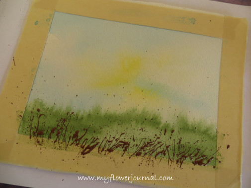 First layer of splattered paint for splatterd paint flower garden-myflowerjournal (1)