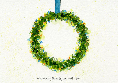 Round Watercolor Flower Wreath Painting-myflowerjournal.com