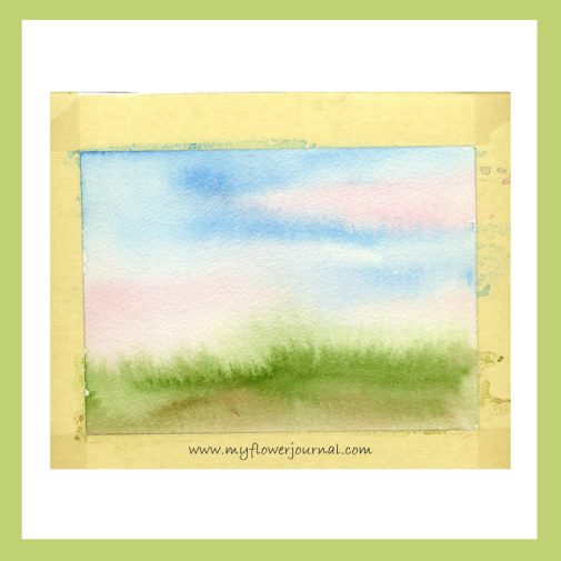 Watercolor background on 300 lb paper for splattered paint flower art-myflowerjournal.com Sky and background on watercolor paper ready for splattered acrylic paint.