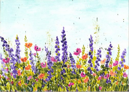 Splattered Paint Flower Garden Painting-no drawing needed-myflowerjournal.com More splatter paint flower art ideas