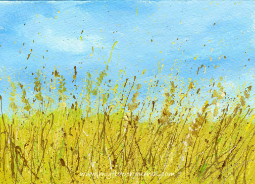 Splattered Paint Flower Art Ideas-Wheat Field-myflowerjournal.com