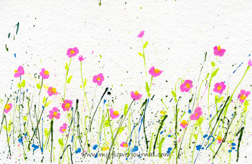 Tips for Splattered Paint Flower Art postcard-myflowerjournal.com