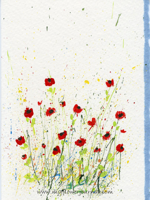 Ideas for Splattered Paint Poppy Flowers Card-myflowerjournal.om
