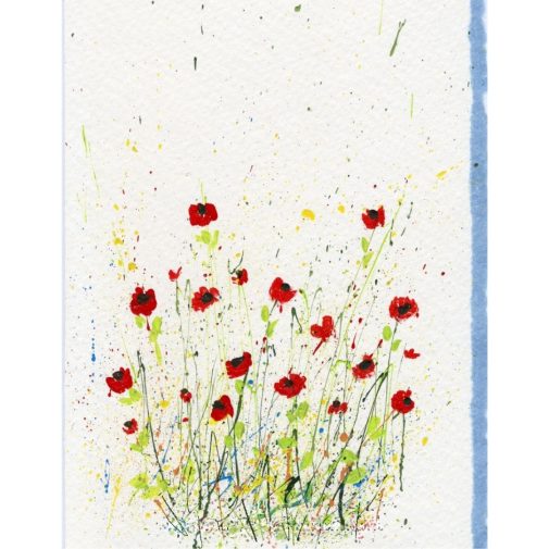 Splattered Paint Poppy Flowers Card
