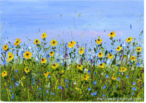 Splatter Painting-Sunflowers-myflowerjournal.com