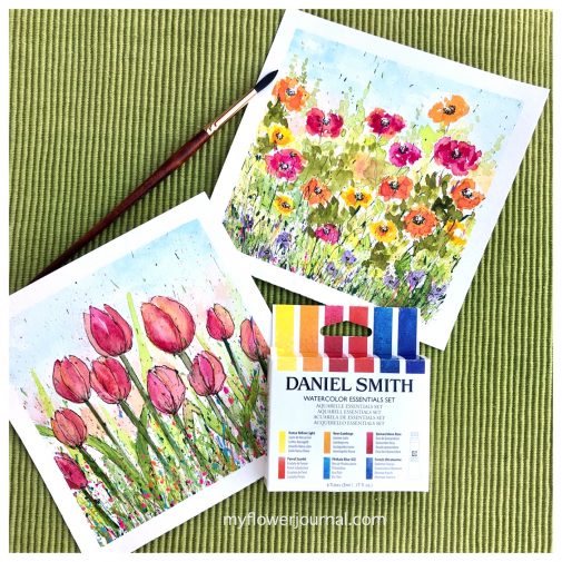 I love to paint with Daniel Smith Watercolors. I love how intense the colors are and the way I can mix so many colors with their essential 6 set. myflowerjournal.com