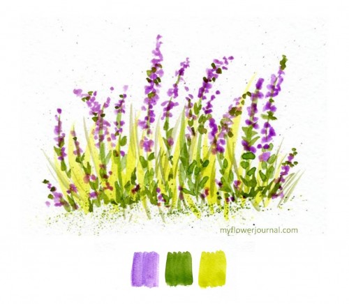 Wildflowers in Watercolor painted from color swatches-myflowerjournal