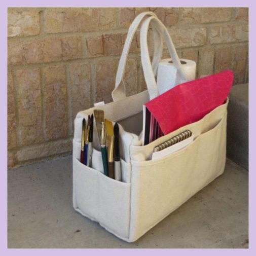 Canvas Rigger bag from Harbor Freight can store so many things. A great buy for $15.I use mine to take my art supplies to class.-myflowerjournal.com Canvas Rigger bag from Harbor Freight can store so many things.