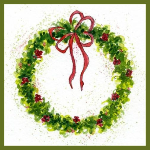 Steps to paint a watercolor Christmas wreath-myflowerjournal