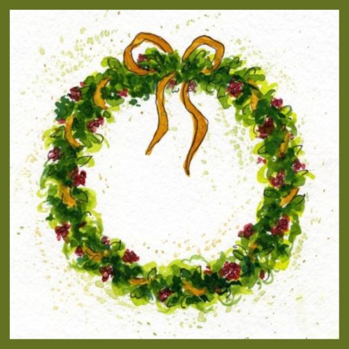 Tutorial to paint a watercolor Christmas Wreath-myflowerjournal