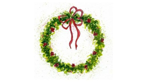 How To Paint A Watercolor Christmas Wreath*