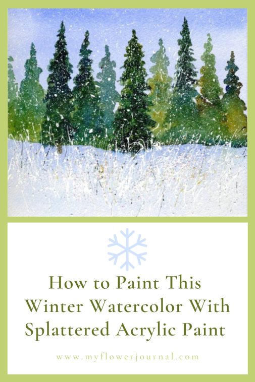 How to paint this winter watercolor with splattered acylic paint