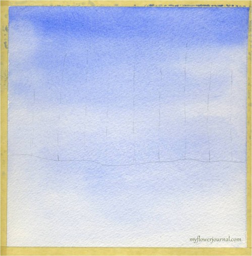 Watercolor wash for winter wonderland with splattered acrylic paint-myflowerjournal Watercolor wash for winter wonderland with splattered acrylic paint-myflowerjournal