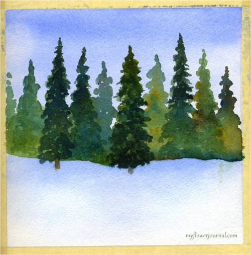 Winter watercolor ready to add splattered acrylic paint-myflowerjournal Winter watercolor ready to add splattered acrylic paint-myflowerjournal