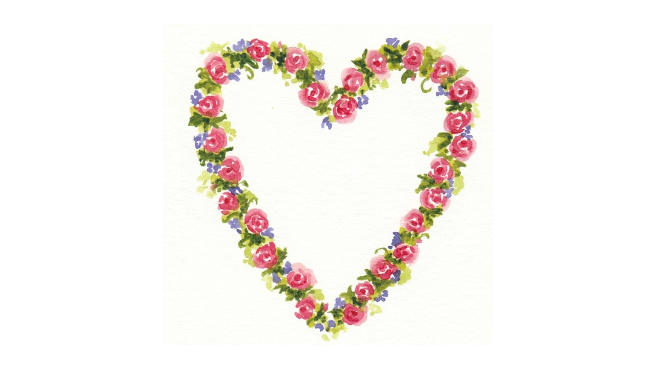 Watercolor Hearts and Roses