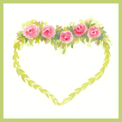 A simple idea for a watercolor wreath with roses.