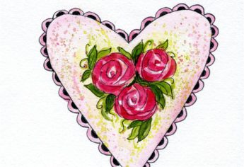 Watercolor Hearts and Roses