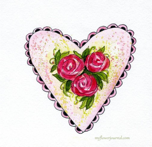 Painting Hearts and Roses Tutorial-myflowerjournal