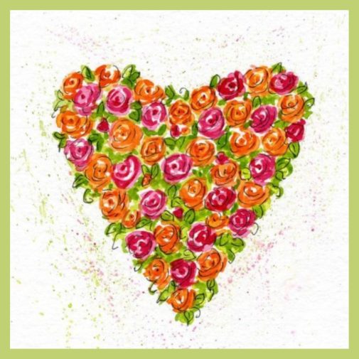 Step by step how to paint a watercolor hearts and roses-myflowerjournal.com Watercolor hearts and roses tutorial