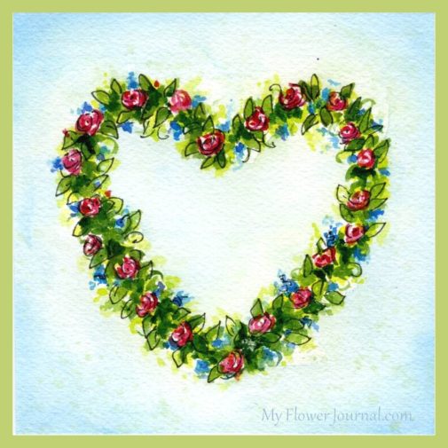 A simple idea for a watercolor wreath with roses.