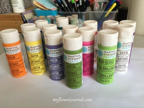 Martha Stewart Satin Acrylic Paints I use for my Splatter Painting-myflowerjournal