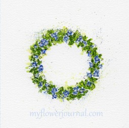 Forget Me Not Flower Art-Watercolor Flower Wreath-myflowerjournal.com