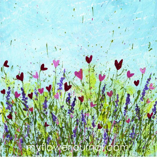How To Create Flower Heart Art with Splattered Acrylic Paint-myflowerjournal