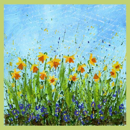 You can create this beautiful Daffodil Splattered Paint Flower Art using the easy 4 step daffodil doodle tutorial from myflowerjournal