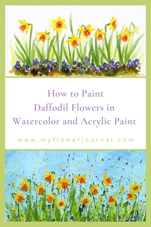 Check out this easy Daffodil Doodle tutorial from myflowerjournal. You can paint daffodils in 4 easy steps using watercolor or acrylic paint for framed art, cards, journal pages and more.
