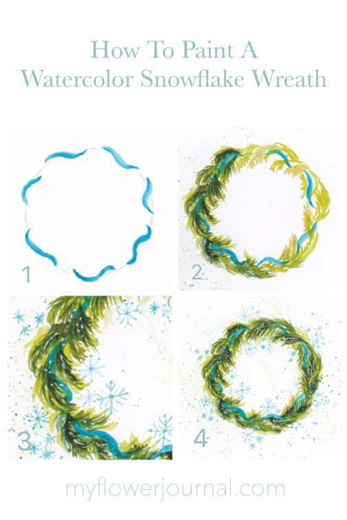 How to paint a watercolor snowflake wreath-a photo tutorial by myflowerjournal.com