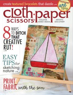See a tutorial of Tammy Northrup's splattered paint flower art in the July/August 2014 issue of Cloth Paper Scissors.