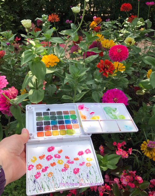 Learn my eight tips for doing plein air painting in a garden. Use these ideas to create beautiful watercolor paintings while enjoying nature. myflowerjournal.com