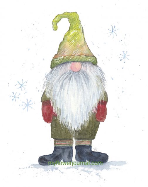 Learn how to paint this watercolor gnome in a few easy steps on myflowerjournal.com