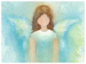 An angel in watercolor created by Tammy at myflowerjournal.com