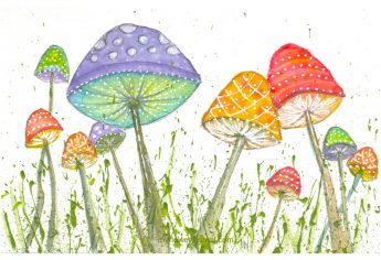 Whimsical Watercolor Mushrooms